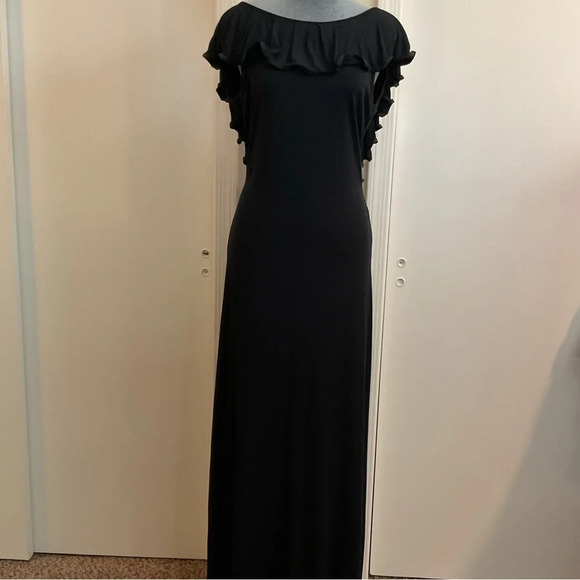 🩷Rachel Pally Off the Shoulder Ruffle top Maxi Dress in Black 🩷 - Picture 3 of 8